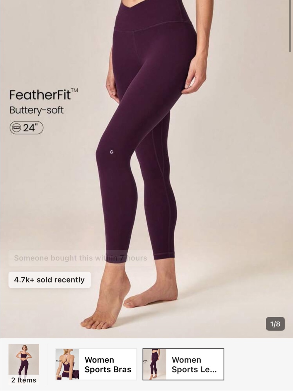 FeatherFit Buttery-Soft Leggings in Deep Plum